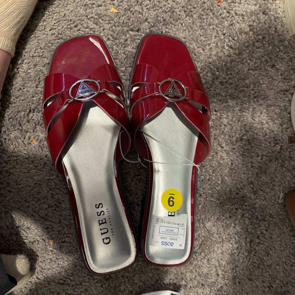 GUESS Women's Red Slide Sandals